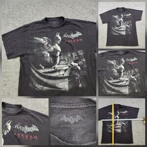 Batman Arkham City T Shirt Mens Large Black DC Comics Promo Video Game Superhero